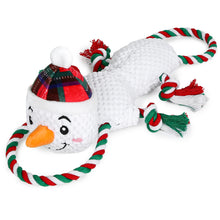 Load image into Gallery viewer, IOKHEIRA Christmas Snowman Dog Squeaky Toys Dog Chew Toy Interactive Plush Dog Toys with Crinkle Paper Tug of War Dog Toys with Knotted Rope for Teeth Cleaning &amp; Boredom
