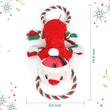 Load image into Gallery viewer, IOKHEIRA Christmas Santa Claus Dog Squeaky Toys Dog Chew Toy Interactive Plush Dog Toys with Crinkle Paper Tug of War Dog Toys with Knotted Rope for Teeth Cleaning &amp; Boredom
