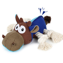 Load image into Gallery viewer, IOKHEIRA Dog Plush Toy for Large Aggressive Chewers,Indestructible Dog Squeaky Toys,Stuffed Animals Toys with Cotton Material and Crinkle Paper,Durable Chewing Toys (Canvas Blue, Cattle)
