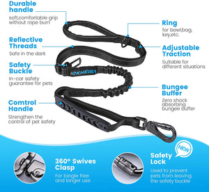 IOKHEIRA 6Ft /4Ft Dog Leash Rope with Comfortable Padded Handle (Black)