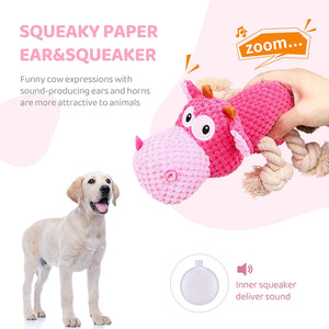 IOKHEIRA Dog Plush Toys,Squeaky Dog Toys (Pink)
