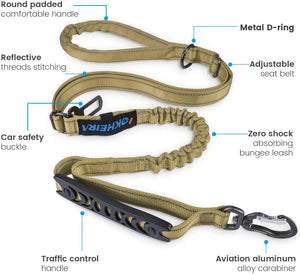 IOKHEIRA 4-6 FT Strong Bungee Dog Leash Army Green