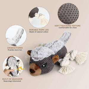 IPORLEER Dog Squeaky Toys, Dog Plush Toy for Large Breed, Cute Ratel Durable Stuffed Dog Toys with Crinkle Paper, Dog Chew Toys for Small, Middle & Large Dogs
