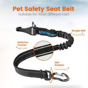 IOKHEIRA 3 in 1 Car Dog Seat Belt