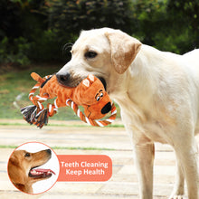 Load image into Gallery viewer, IOKHEIRA Dog Squeaky Toys Plush Dog Toy with Crinkle Paper Tug of War Dog Toys with Knotted Rope for Teeth Cleaning &amp; Boredom
