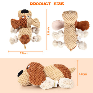 PUHOHUN Squeaky Dog Toys Dog Plush Toy for Large Chewers Dog Toys with Crinkle Paper and Squeaker Tug of War Dog Toys with Knotted Rope Soft Stuffed Dog Toys for Teeth Cleaning and Boredom