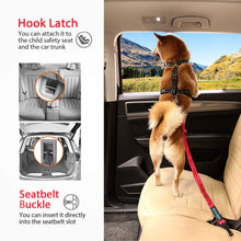 Load image into Gallery viewer, IOKHEIRA Dog Seatbelt, Updated Dog Seat Belt, Reflective Bungee Dog Car Harness, Multifunctional Pet Safety Belt with Hook Latch &amp; Seatbelt Buckle, Swivel Aluminum Carabiner, Red
